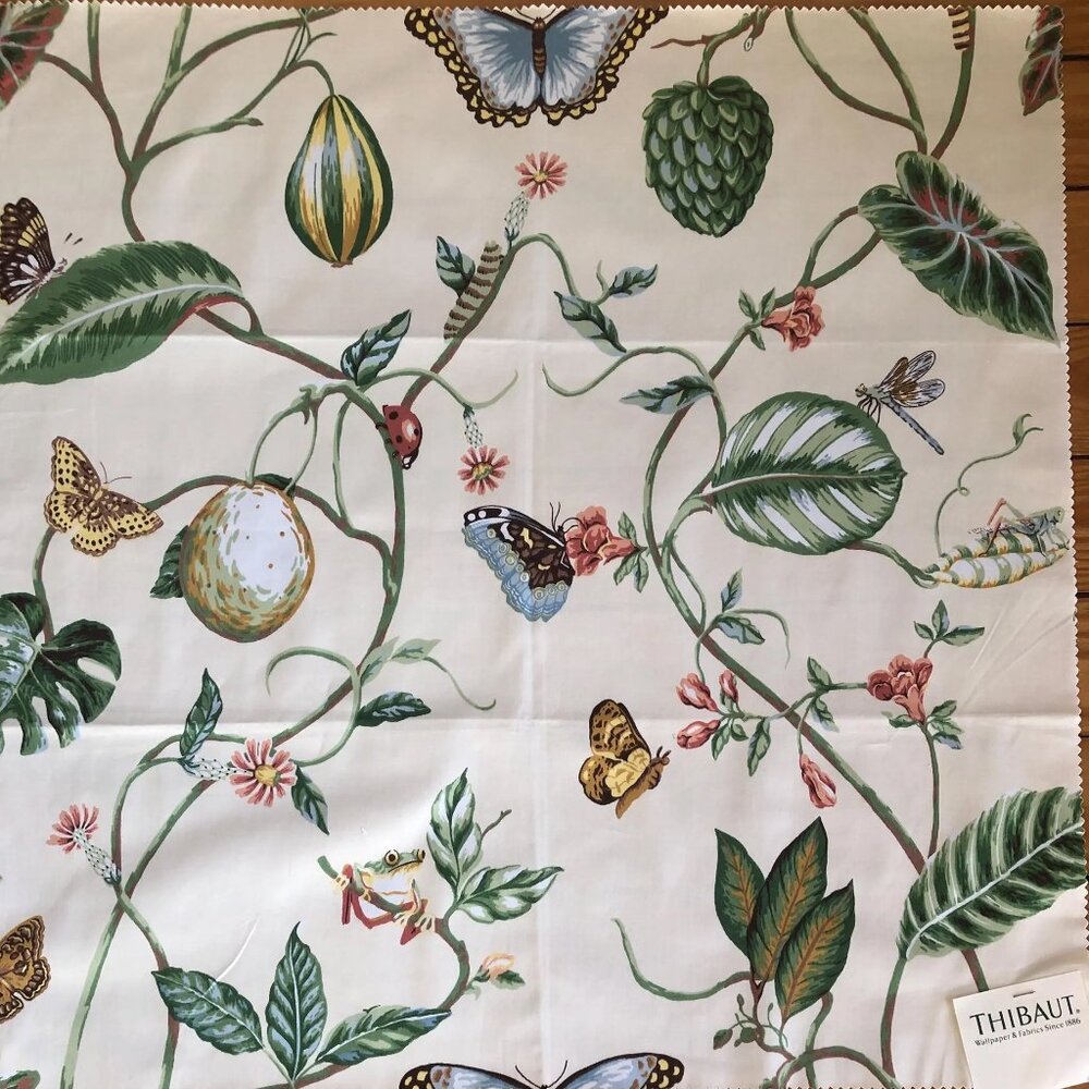 Thibaut Designer Fabric Sample 26" Square Cotton Sateen Spring Lake Pattern